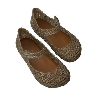 Mini Melissa Campana Mary Jane Girls Gold Jelly Ballet Flats in Gold